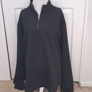 New Black Waffle Knit Mock Neck Pullover    Size XXXL
